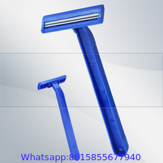 Twin blade disposable shaving razors with lubricant strip