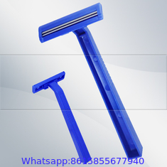 Twin blade disposable shaving razors with lubricant strip