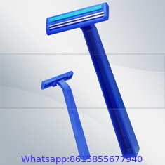 Twin blade disposable shaving razors with lubricant strip