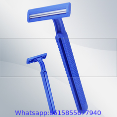 Twin blade disposable shaving razors with lubricant strip