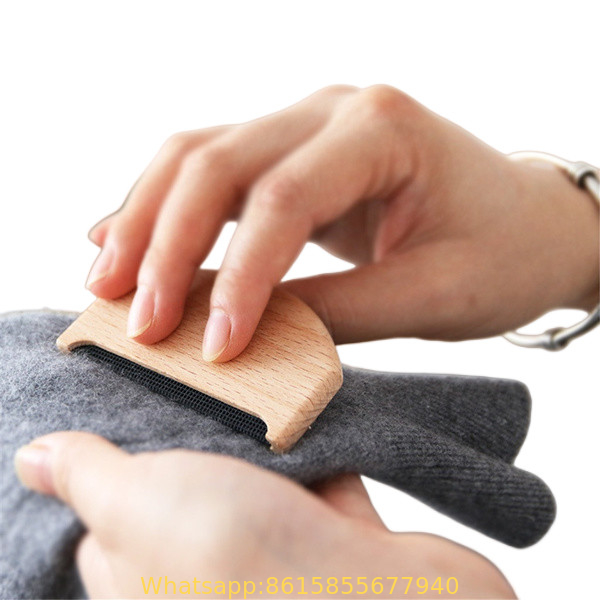 Free shipping with logo cotton pouch full set wooden Wooden Cashmere Sweater Comb for Cloth Brush