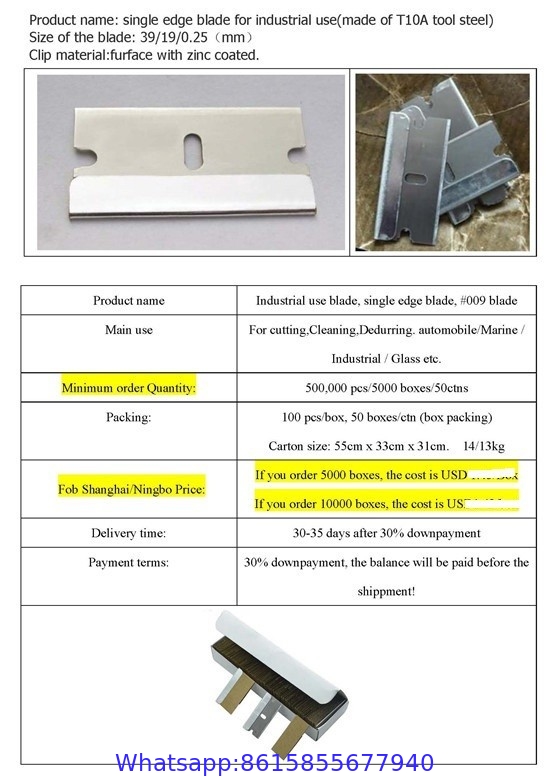 industrial use single edge razor blade (#009)