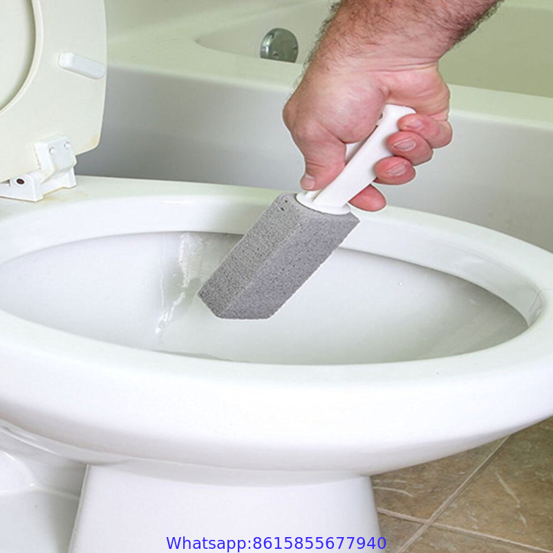 Pumice Stone for Toilet with Handle Brush Stick for Cleaning Bath Bowl Stain Remover Glass Porcelain Pool Tile Foot
