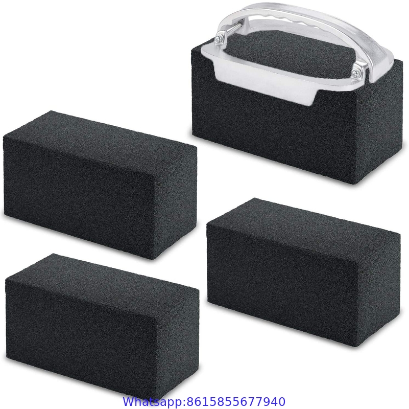 Griddle Grill Brick Block Cleaning Kit – Includes 4 Grill Stones and a Grill Brick Holder, Great Cleaning Accessories